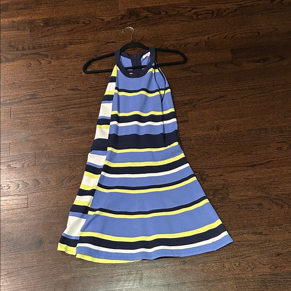 Parker Women’s Striped Halter Dress in Blue and Yellow Size Medium